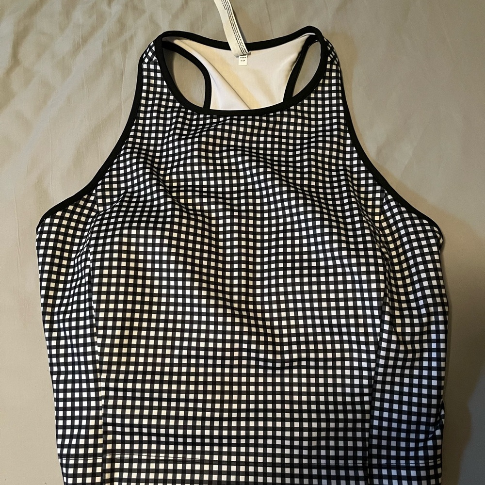 Avia Navy and White Checkered Women's Tank top/skort set